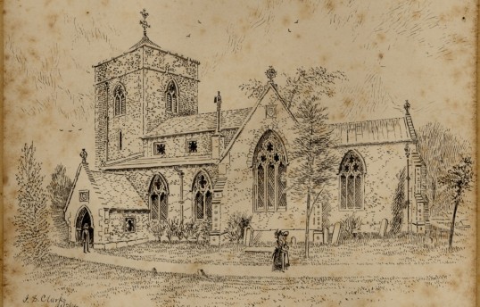 Hildersham Church Engraving