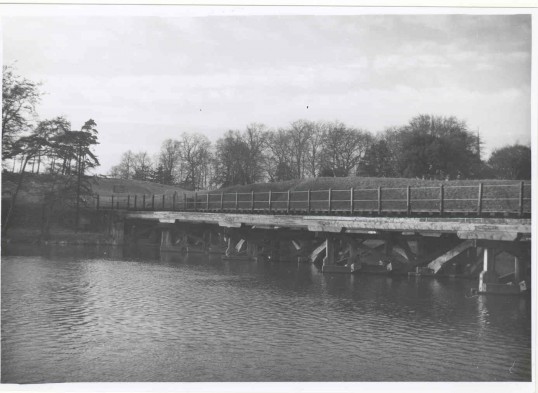 Wooden trestle railway bridge over the river at Castle Hills