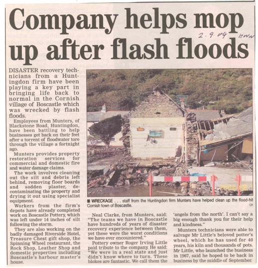 Local Firm Munters Help With The Boscastle Floods Source Weekly