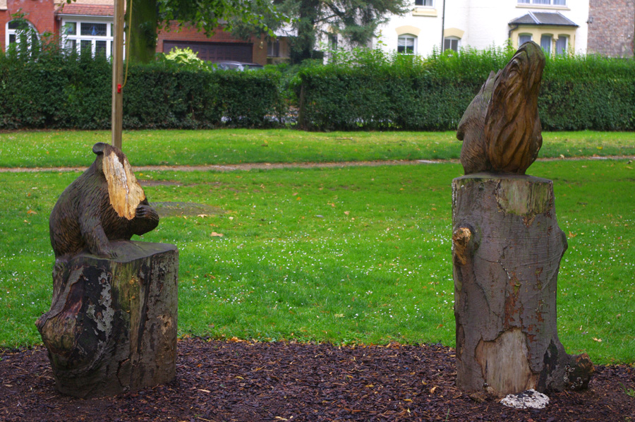 Wisbech Wood Sculpture Vandalised Badger 4th Aug 2011 Copyright