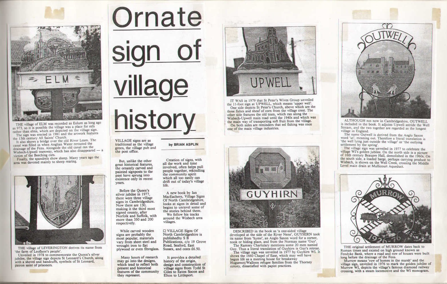 Newspaper Report Featuring Ornate Signs Visually Detailing The History Of Various Towns In The Fenland Area Newsworthy Visual Art Wisbech