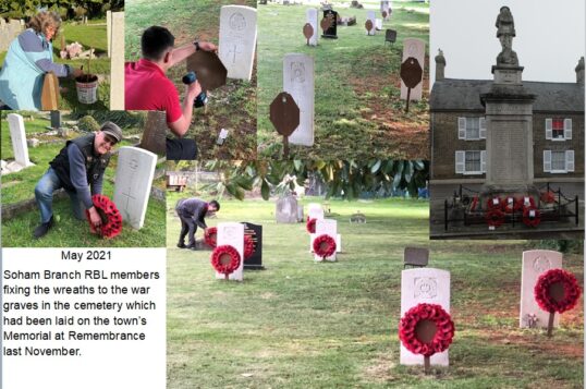Poppy wreaths on Soham Cemetery's war graves