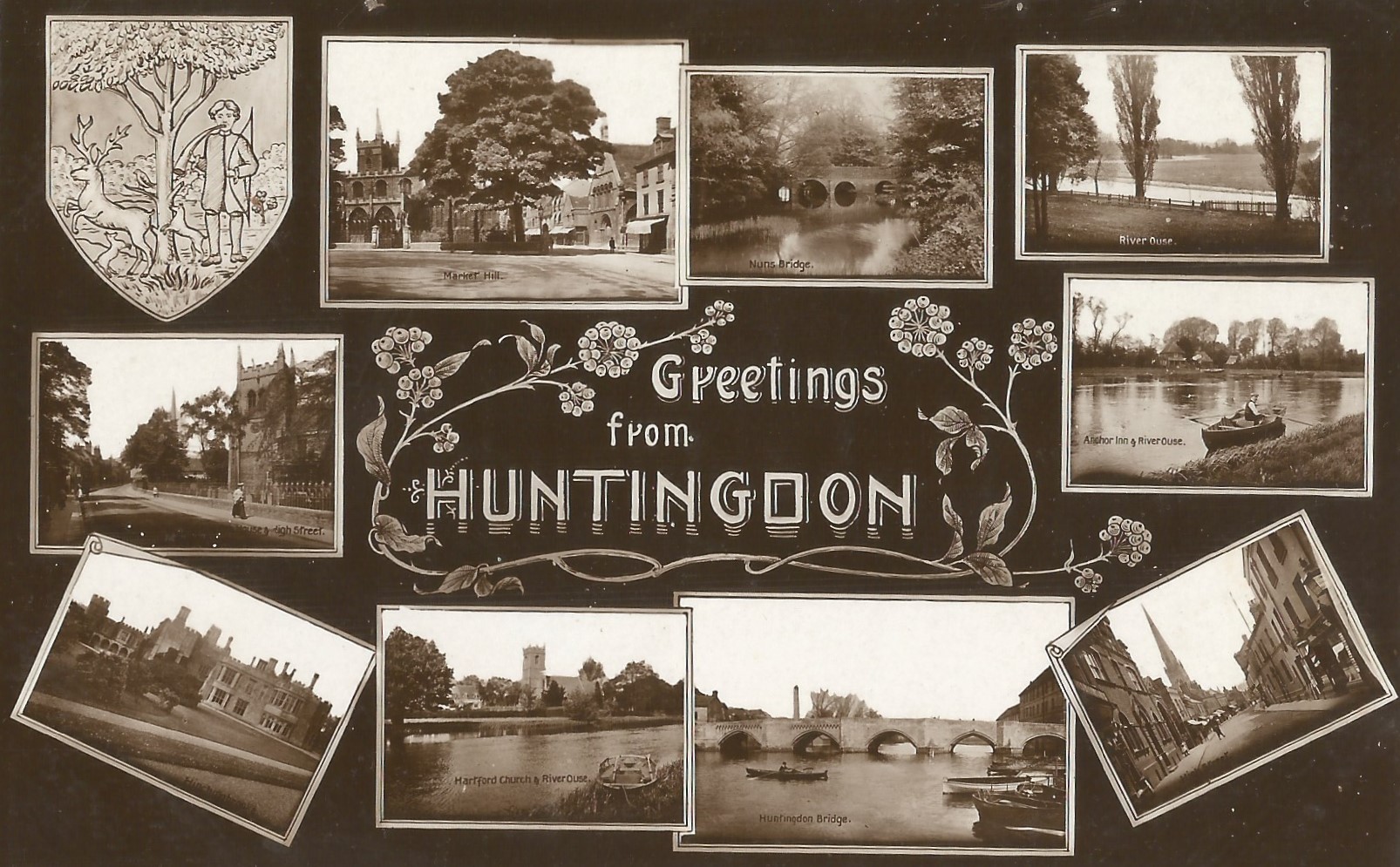Greetings from Huntingdon, 1908 postcard | | Huntingdon