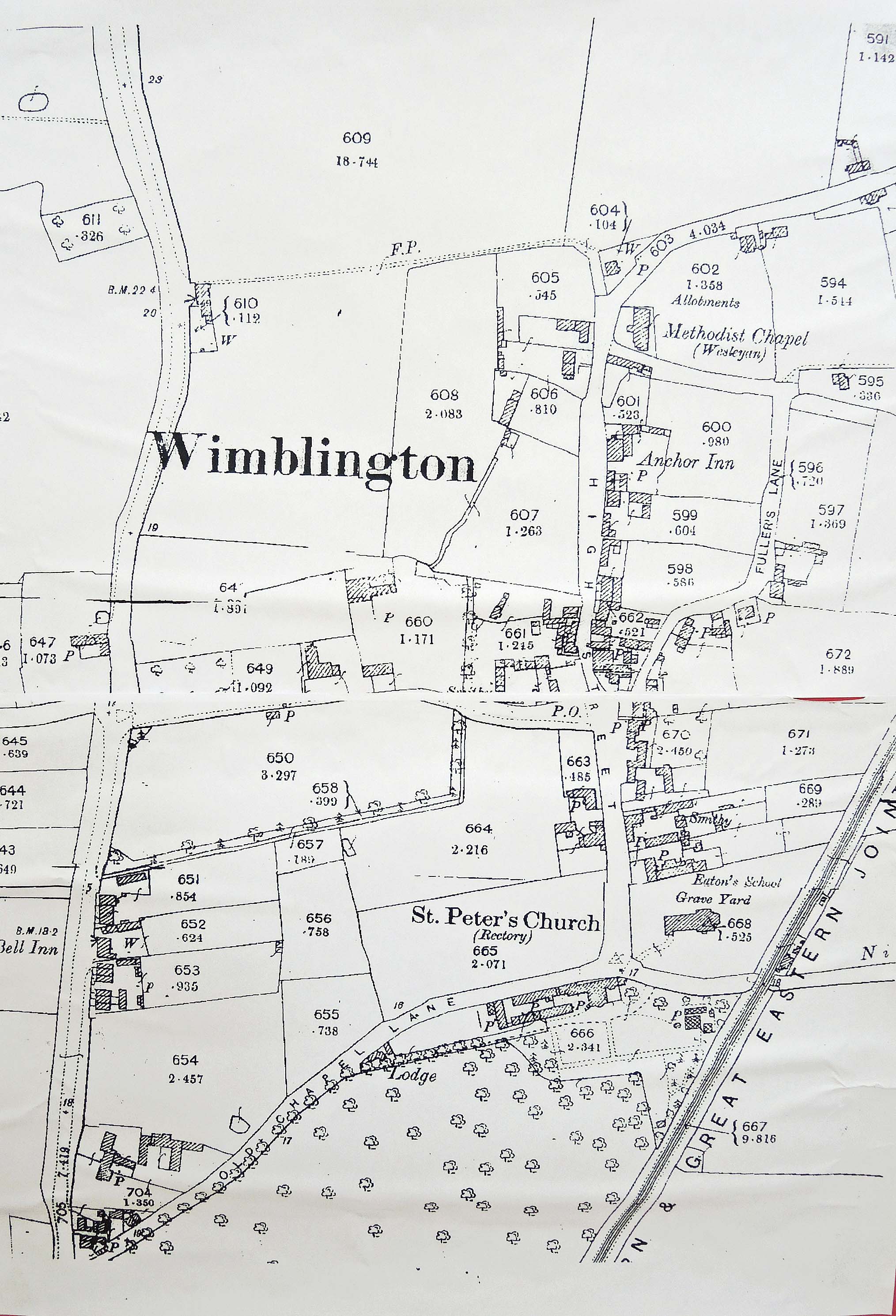 Wimblington old map Cambs 1903 16SW 